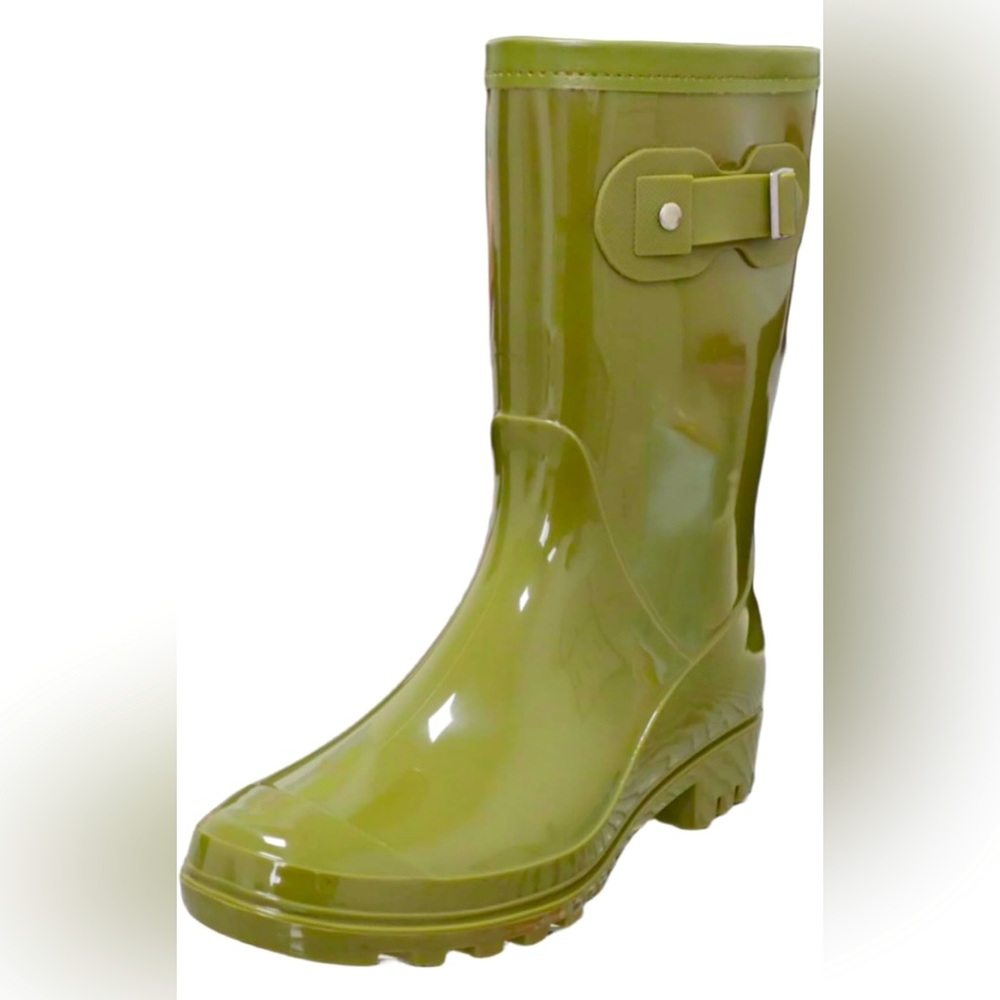 Fubotao Womens Mid Calf Rain Boots - Olive Green - Size 9